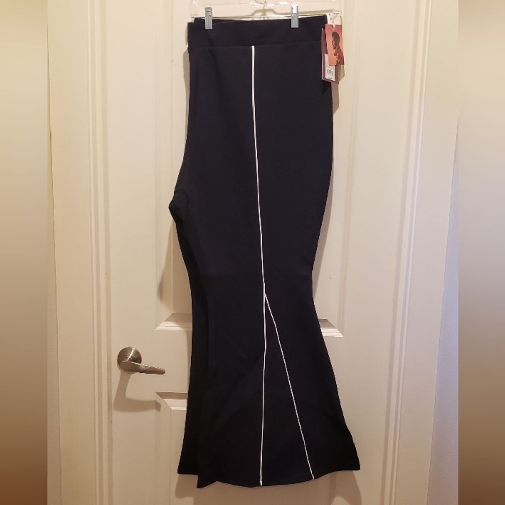 Victor Glemaud Black Track Pant Elephant Flares with White Stripe